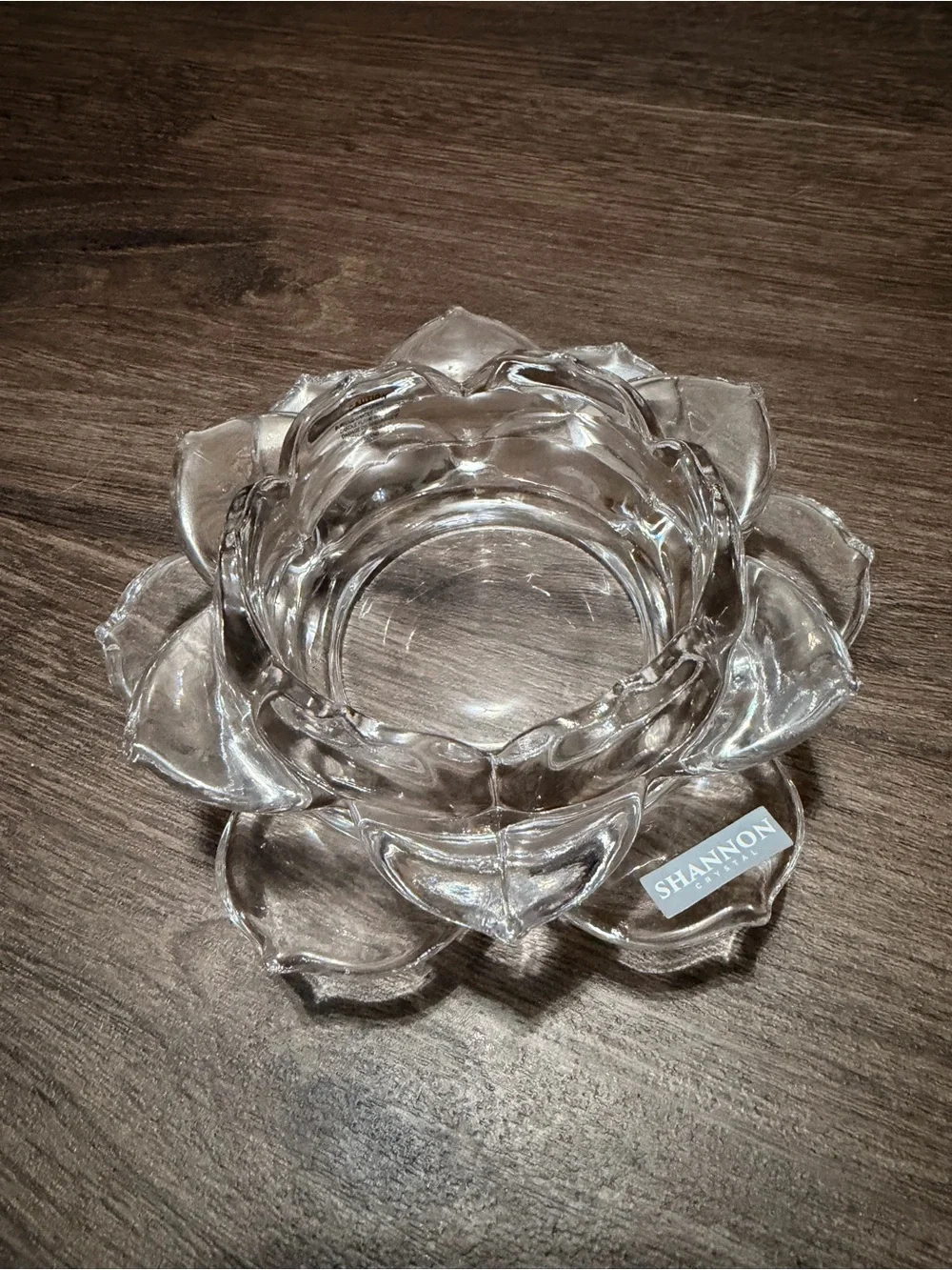 Godinger Clear Crystal Lotus Pillar Candle Holder